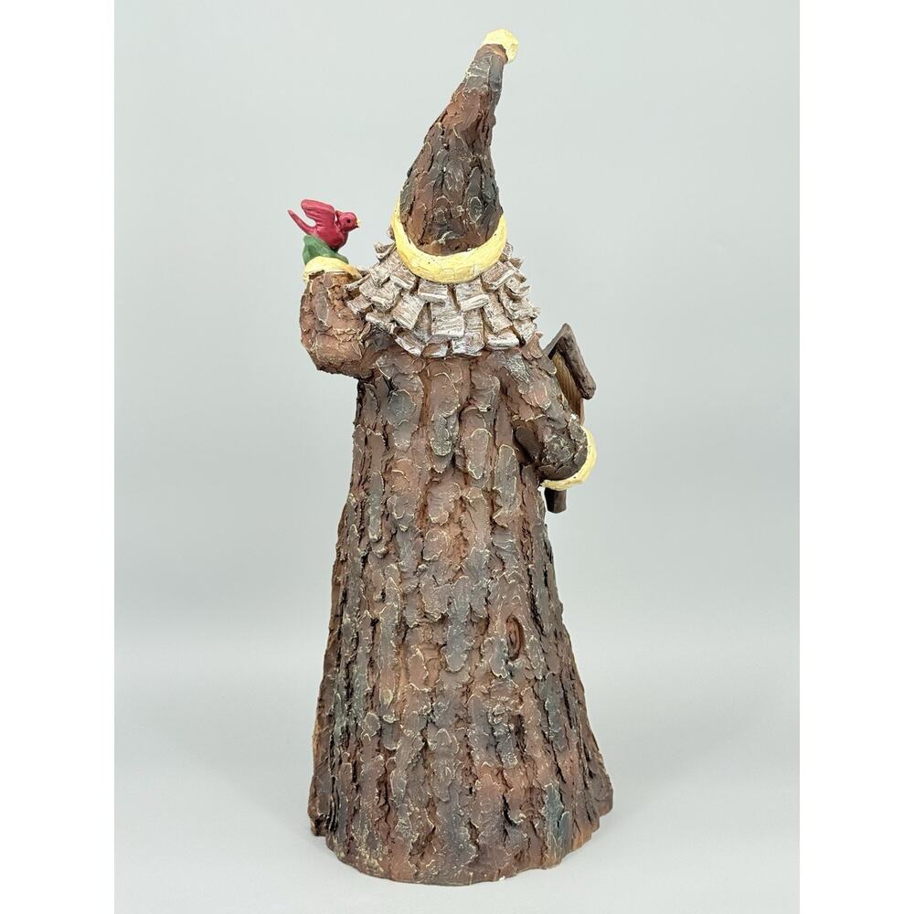 Resin Wood Carved Tree Look Painted 16" Santa Claus Figure W/Birdhouse Cardinal - Picture 5 of 9